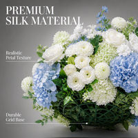 Arrangement floral artificiel d'hortensias bleus et blancs, centre de table en soie pour décoration de mariage