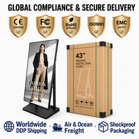 Affichage numérique portable 43 pouces avec contrôle par application Bluetooth, gestion de contenu à distance, écran LCD pour affichage de contenu en magasin