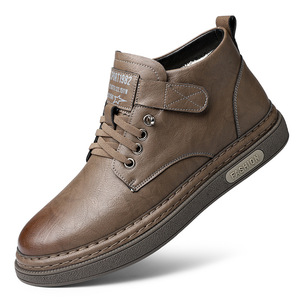 Martin <b>Boot</b> Men Ankle Round Toe Leather Plush Lining Rubber Outsole Insulative Winter Fashion Style - Product Image 5