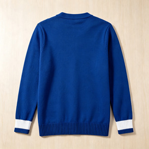 Custom Winter Fashion Homee <strong>Ladies</strong> Full Button Vneck <strong>Cardigan</strong> Sweater <strong>White</strong> Chenille Embroidery Logo Blue Knit <strong>Cardigan</strong> - Product Image 4