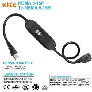 Prise GFCI portable avec boutons de test et de réinitialisation pour la sécurité électrique en extérieur, cordon d'extension 15A 125V NEMA 5-15P vers 5-15R - Product Image 2