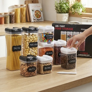 Boîtes de rangement hermétiques transparentes sans BPA, 7 pièces, plusieurs tailles, empilables, <span class=keywords><strong>pour</strong></span> aliments secs, céréales, <span class=keywords><strong>farine</strong></span>, <span class=keywords><strong>sucre</strong></span> - Product Image 5
