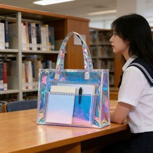 Laser Shiny Pvc Handbag Waterproof Beach Transparent Swim <b>Stitched</b> Jelly Shopping <b>Gift</b> Bag - Product Image 3