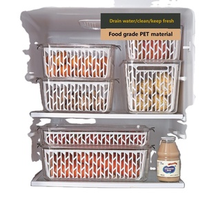 BPA-free Plastic Clear Refrigerator Fridge Drain Kitchen Basket Pantry Space Saving Storage Organizer With handle