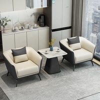 Canapé sectionnel moderne et simple en similicuir une place avec table de négociation et chaise assortie pour hall d'hôtel et centre commercial