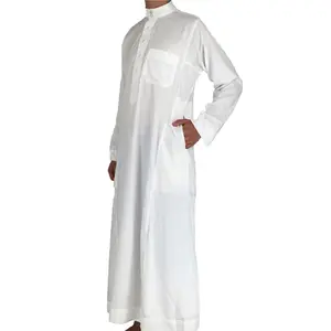 Staande Kraag Gewaad Kleding Arabia Dubai Traditionele Mannen Witte Moslim Abaya Kanzu Mannen Moslims Jurk