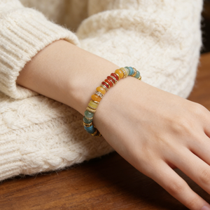 Bracelet en pierres naturelles pour <span class=keywords><strong>femme</strong></span>, avec pendentifs en or, diamant et gemmes multicolores, style raffiné, idéal pour petite amie - Product Image 5