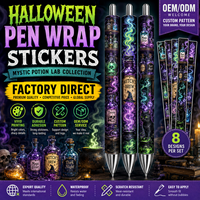 Film UV DTF en gros pour enveloppes de stylos de Noël et d'Halloween, résistant à l'eau et aux rayures, pour stylos à bille DIY
