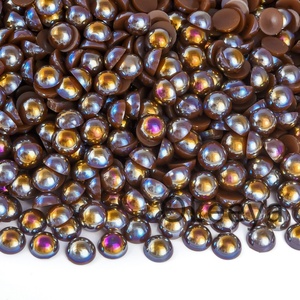 Perles demi-rondes en plastique OLeeya en gros, couleur bleu océan AB, perles lâches sans eau pour la décoration de chaussures, gobelets et artisanat - Product Image 2