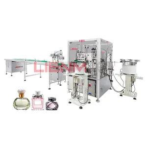 LIENM Adjustable cup holder perfume turntable filling capping and pressing machine