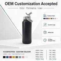 Bouteille d'eau en acier inoxydable à isolation sous vide avec couvercle à paille rabattable 32oz 1000ml
