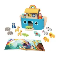 Juguetes Educativos de madera respetuosos con el medio ambiente, ark de Noé, regalos de bautismo para niños y niñas