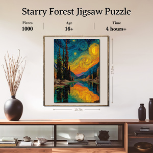 Rompecabezas de 1000 piezas con diseño de bosque estrellado, rompecabezas artístico para adultos, juguete educativo, caja de cartón, impresión a todo color, acabado mate - Product Image 2