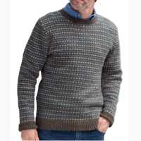 Pull en maille jacquard à col rond classique polyvalent pour homme, manches longues, hiver, décontracté, avec logo frontal ODM