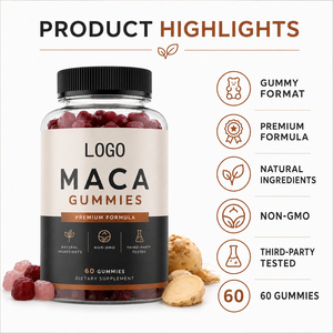 Gummies de haute qualité à l'extrait de Maca et à la racine de Ginseng Panax pour adultes - Soutien immunitaire, gestion de l'énergie, certifié Halal, 60 unités - Product Image 4