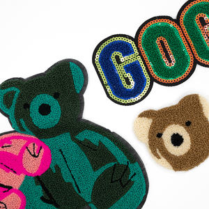 Patch en <span class=keywords><strong>tissu</strong></span> éponge brodé <span class=keywords><strong>avec</strong></span> des sequins, grand ours, broderie de dessin animé, accessoires de vêtements brodés à la machine - Product Image 4