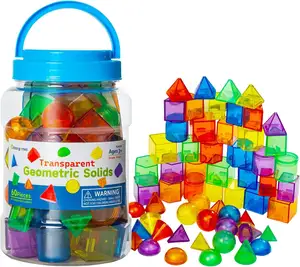 60 Pcs 3D Shapes for Teaching Geometric Solids for Kids Light Table Manipulatives Translucent Toy for Light Table