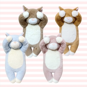 Prix FOB de 8 pouces Jouets en peluche courts Apaisant Animal en peluche Poupée Chat avec yeux couverts PP Coton Remplissage pour garçons - Product Image 1