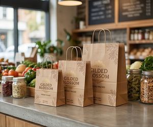 Sac en papier kraft blanc et brun personnalisé avec poignée portable pour barbecue, thé au lait, gâteaux et livraison de nourriture - Product Image 6