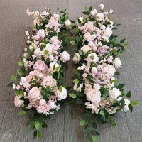 Boule de fleurs artificielle en soie rose de 60 cm, grande rose, arrangement de table, décoration de toile de fond de mariage avec feuilles vertes
