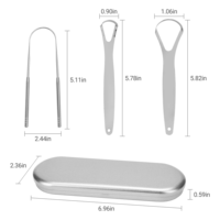 Jaboocare TC-03S Ensemble de gratte-langue réutilisable en acier inoxydable double face, 3 pièces, certifié CE, personnalisable, prêt à être expédié