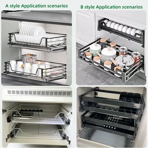 Traditional Design Steel Wire Square Tube Pull Basket Damping Track Kitchen Bottom Three Section <strong>Slide</strong> <strong>Rail</strong> Side Drawer <strong>Slides</strong> - Product Image 6