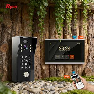 Système d'interphone vidéo Wi-Fi intelligent Tuya 4 fils, sonnette vidéo, application de porteur vidéo, déverrouillage à distance, contrôle d'accès par carte IC - Product Image 1