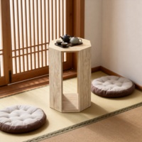 Pierre de travertin naturelle de qualité supérieure avec rangement creux pour table d'appoint octogonale