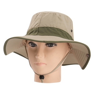 Al por mayor para hombre al por mayor a prueba de agua resistente a UV protección Safari de pesca al aire libre táctico de ala ancha Boonie sombrero de cubo con una cuerda - Product Image 1