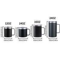 Tasse de camping isolée sous vide à double paroi de 12oz 14oz personnalisée tasse à café isolée gobelet de voyage en acier inoxydable avec poignée