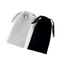 Pochette à lunettes en velours avec cordon de serrage, logo personnalisé, sac de rangement portable pour lunettes de soleil