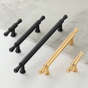 Furniture Handle Bar Aluminum Alloy Minimalist Cabinet Drawer Wardrobe Door Pulls Gold <b>Black</b> - Product Image 2