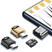 Adaptateur externe Type-C vers Micro USB pour téléphones et tablettes Android avec lecteur de carte TF/SD