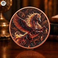 Pièce de collection de défi en cuivre pur .999 de 1 oz, motif Licorne ailée de feu en cuivre rouge fin, pour la vente en gros