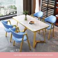 Ensemble table et chaises de salle à manger en métal de style moderne avec tissu doux pour la maison, le restaurant, l'hôtel, l'appartement, le salon de beauté, le salon, l'école