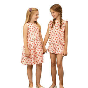 Produttore di <span class=keywords><strong>Abbigliamento</strong></span> per Bambini Personalizzato OEM, Set Estivo Senza Maniche a Due Pezzi con Design Floreale alla <span class=keywords><strong>Moda</strong></span> per Ragazze - Product Image 1