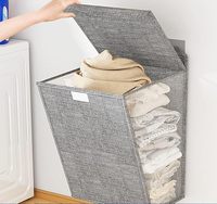 Panier à linge mural avec couvercle pour vêtements, jouets et rangement domestique gain de place