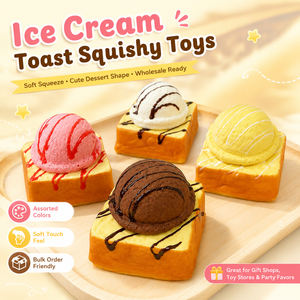 Juguete Blandito de Helado y Tostada, Juguete Antiestrés Suave con Forma de Postre, Colores Surtidos para Venta al por Mayor - Product Image 1