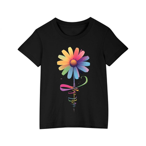 เสื้อยืดลำลองสปอร์ตพิมพ์ลายหน้าอกสำหรับผู้หญิง แขนสั้น ผ้าซาติน 190 กรัม ผ้าฝ้ายผสมอีลาสเทน ระบายอากาศ แห้งเร็ว เหมาะสำหรับออกกำลังกาย - Product Image 1