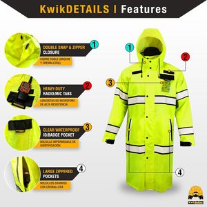 Giacca Antipioggia e Trench da Lavoro KwikSafety per Ragazzi, Alta Visibilità ANSI OSHA Classe 3 - Product Image 5