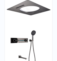 Système de douche à température constante brossé doux 800*600 avec affichage LED de la température, robinet de douche de salle de bain, ensemble de douche 4 fonctions