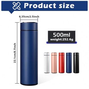Thermos à double paroi à isolation sous vide numérique 500 ml, gourde intelligente en acier inoxydable avec affichage de la température LED - Product Image 5