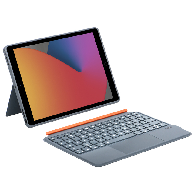 New 2021 iPad 7th 10.2 Inch Detachable Scissor Split Mechanical Keyboard Case Touchpad Pencil Holder Wireless Ultra Thin RGB