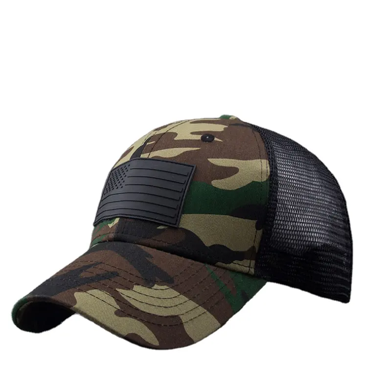 unisex flag patches baseball cap style snap back mesh camo trucker hats