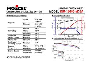Batería de Litio 18650 Molicel M35A de Grado A, 3500 mAh, en Existencia en EE. UU., Lista para Enviar - Product Image 3