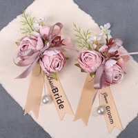 Set Korsase Bunga Buatan untuk Pengantin Pria, Pengiring Pengantin Wanita, Pernikahan, Aksesoris Pengantin Lengkap, Wisuda, Hari Ibu