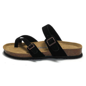 Pelle bovina donna macchiata per sandali stile Birken con plateau sughero abbigliamento estivo per comode pantofole - Product Image 3