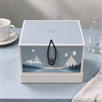 Boîte cadeau rigide haut de gamme, motif et logo personnalisés, boîte cadeau en papier imprimé montagne pour l'emballage de tasses et de vaisselle