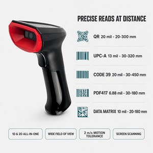 Lecteur de codes-barres sans fil portable, lecteur de codes <span class=keywords><strong>QR</strong></span> 2D avec station de charge <span class=keywords><strong>pour</strong></span> utilisation dans les restaurants et les points de vente mobiles - Product Image 1