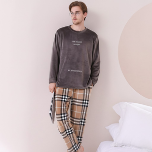 Pyjama d'hiver en polaire Sea Island épais pour homme, ensemble de vêtements de nuit à manches longues de couleur unie, chaud, antistatique, pour la détente et la maison - Product Image 2